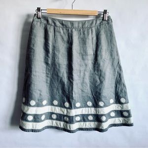•Boden Gray and Off White 100% Linen Skirt 6R